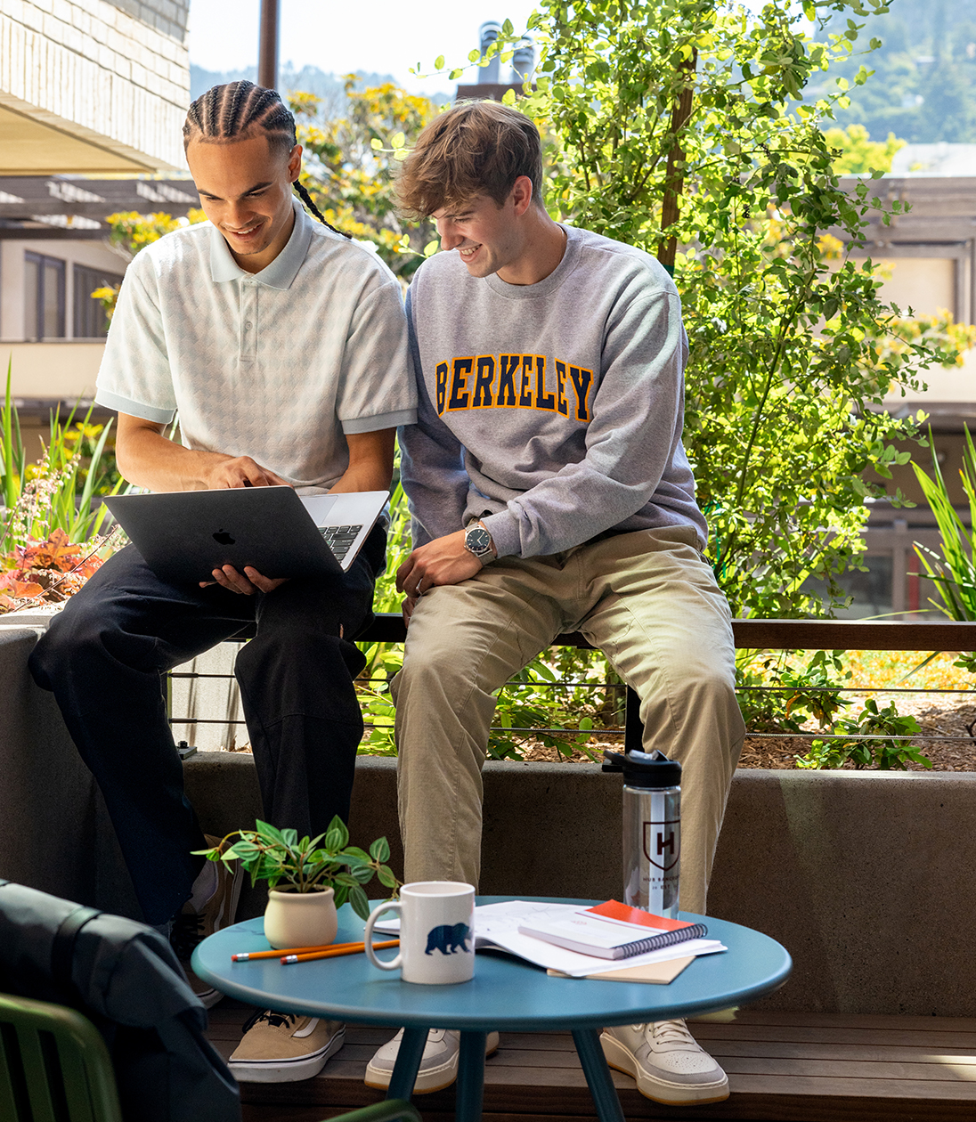 Two friends studying together